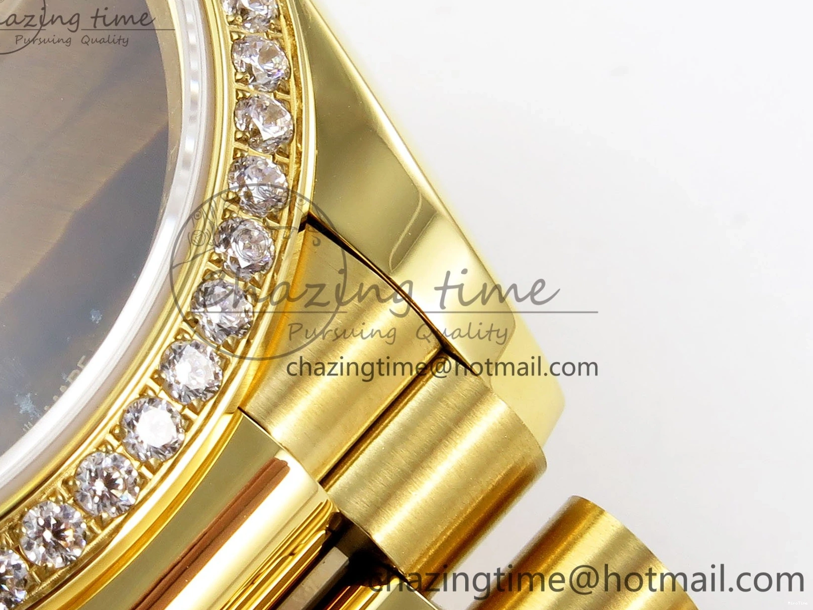 MiroTime 0121 WaterResistant Day Date 36 YG RAF 1:1 Best Edition Brown Oman Dial Diamonds Bezel on YG Bracelet A 1518